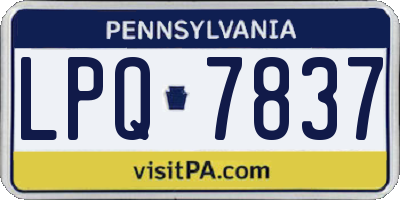 PA license plate LPQ7837
