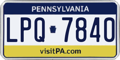 PA license plate LPQ7840