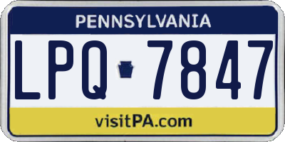 PA license plate LPQ7847
