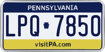 PA license plate LPQ7850