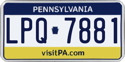 PA license plate LPQ7881
