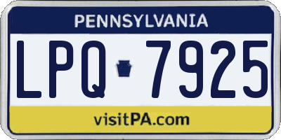 PA license plate LPQ7925