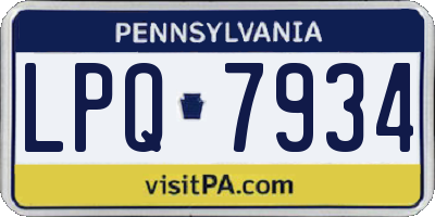 PA license plate LPQ7934
