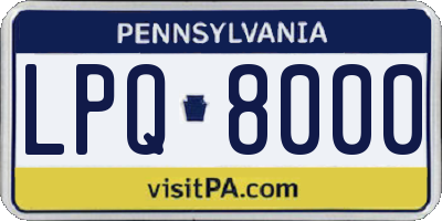 PA license plate LPQ8000