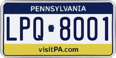 PA license plate LPQ8001