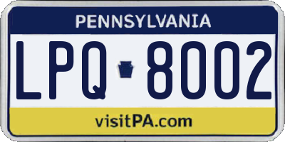 PA license plate LPQ8002