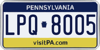 PA license plate LPQ8005