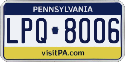 PA license plate LPQ8006