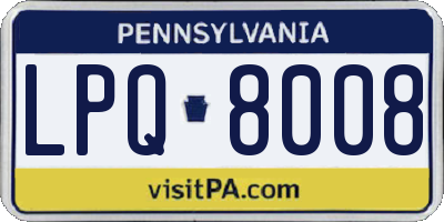 PA license plate LPQ8008