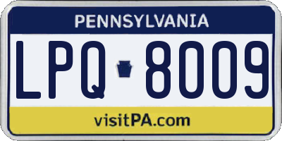 PA license plate LPQ8009