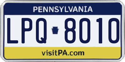 PA license plate LPQ8010
