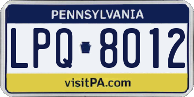 PA license plate LPQ8012