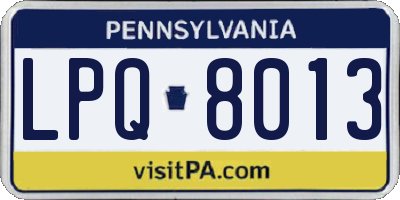 PA license plate LPQ8013