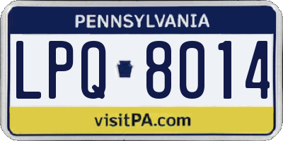 PA license plate LPQ8014