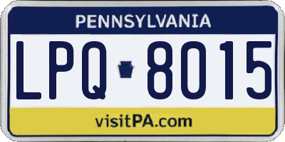 PA license plate LPQ8015