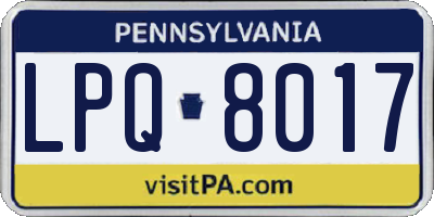 PA license plate LPQ8017