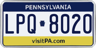 PA license plate LPQ8020