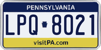 PA license plate LPQ8021