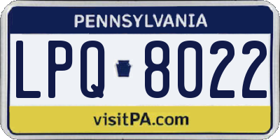 PA license plate LPQ8022
