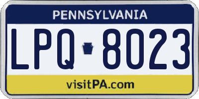 PA license plate LPQ8023