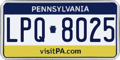 PA license plate LPQ8025