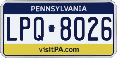 PA license plate LPQ8026