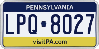 PA license plate LPQ8027