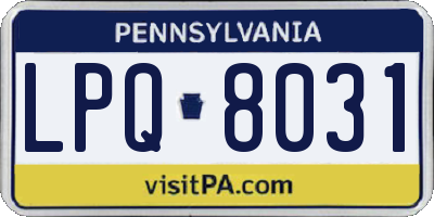 PA license plate LPQ8031