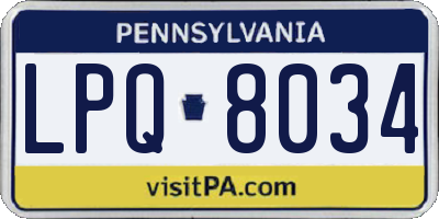 PA license plate LPQ8034