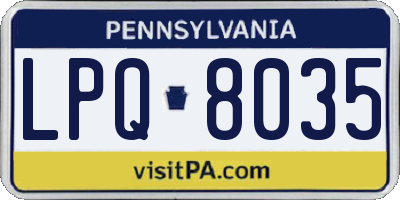 PA license plate LPQ8035