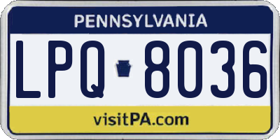 PA license plate LPQ8036