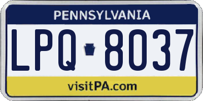 PA license plate LPQ8037