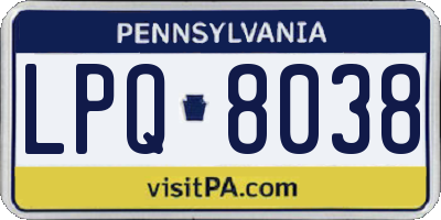 PA license plate LPQ8038