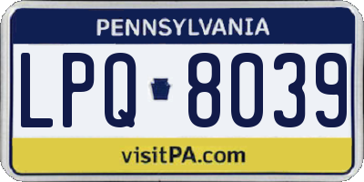 PA license plate LPQ8039