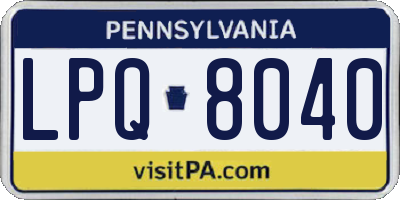 PA license plate LPQ8040