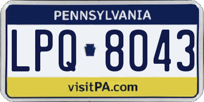 PA license plate LPQ8043