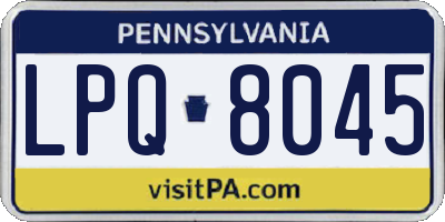 PA license plate LPQ8045