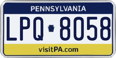 PA license plate LPQ8058