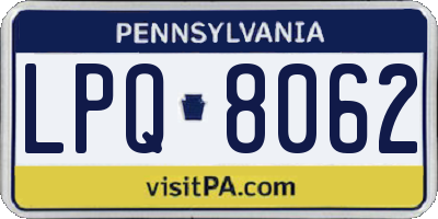 PA license plate LPQ8062