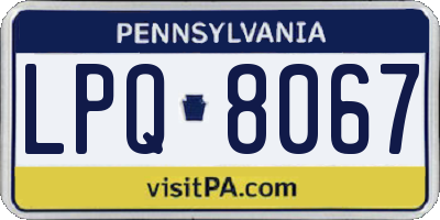PA license plate LPQ8067