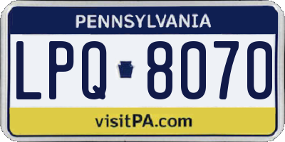 PA license plate LPQ8070
