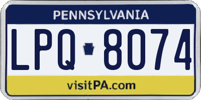 PA license plate LPQ8074