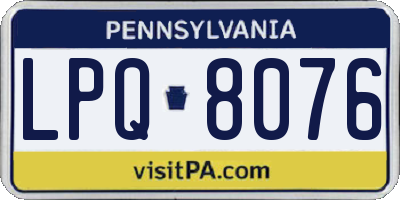 PA license plate LPQ8076