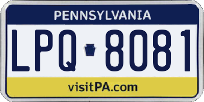 PA license plate LPQ8081