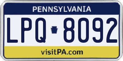 PA license plate LPQ8092