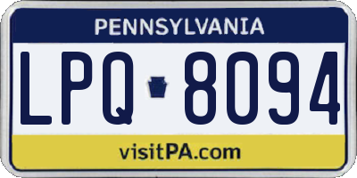PA license plate LPQ8094
