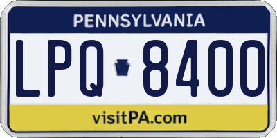 PA license plate LPQ8400