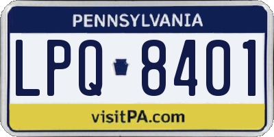 PA license plate LPQ8401