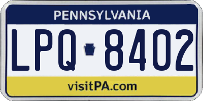 PA license plate LPQ8402