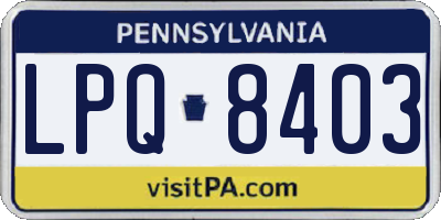 PA license plate LPQ8403